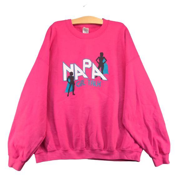 Gildan Heavy Blend Women's NAPA Girl Talk Pullover Sweatshirt Pink 3XL Crew Neck - Picture 1 of 13